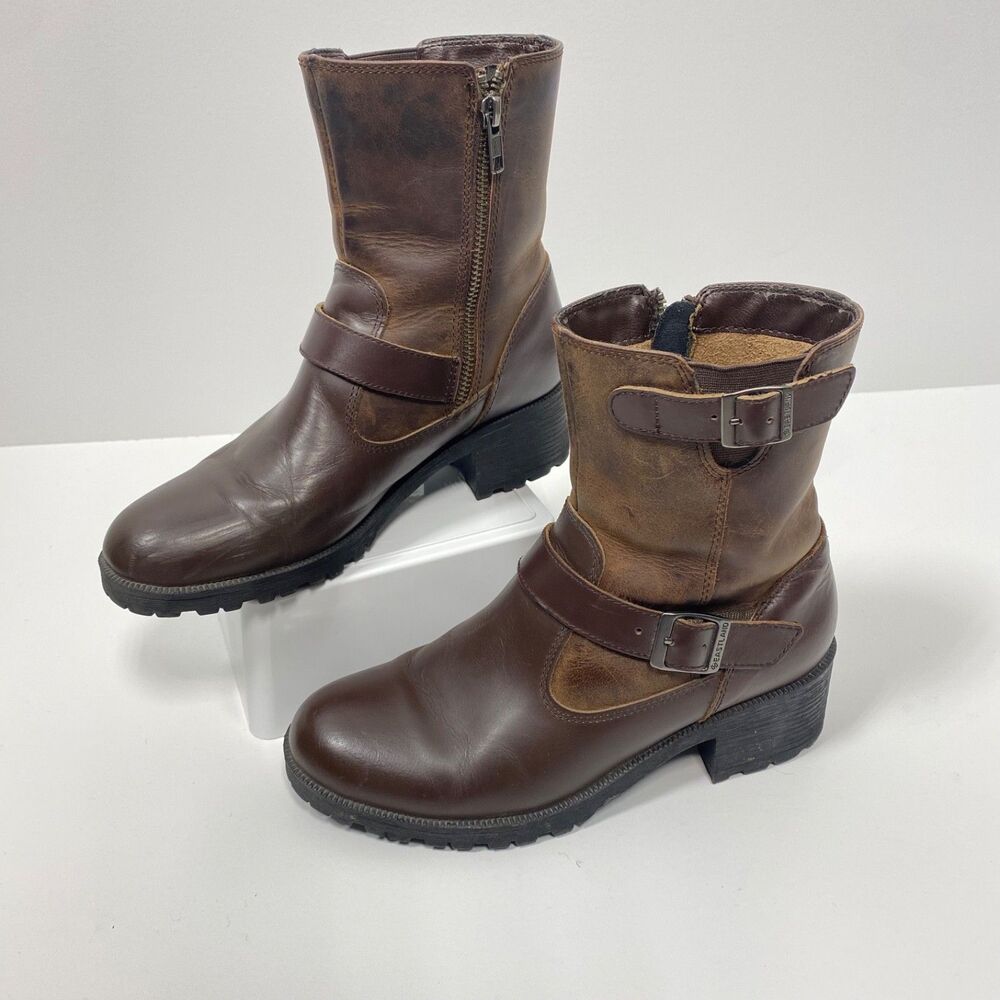 Eastland Canterbury Brown Leather Moto Biker Boots - Women's Size7.5M